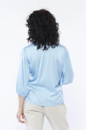 BLUSA versatile con maniche a sbuffo e scollo a giro