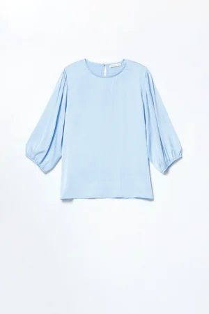 BLUSA versatile con maniche a sbuffo e scollo a giro