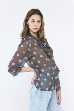 BLUSA elegante con fiocco a fantasia di pois