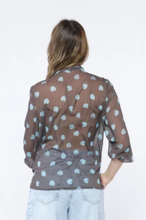 BLUSA elegante con fiocco a fantasia di pois
