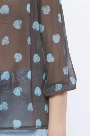 BLUSA elegante con fiocco a fantasia di pois