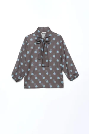 BLUSA elegante con fiocco a fantasia di pois