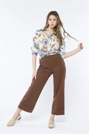 CAMICIA casual a stampa fiori con bottoncini di chiusura e colletto alla francese