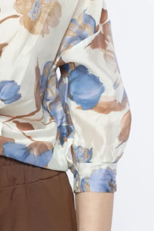 CAMICIA casual a stampa fiori con bottoncini di chiusura e colletto alla francese