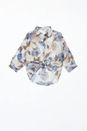 CAMICIA casual a stampa fiori con bottoncini di chiusura e colletto alla francese