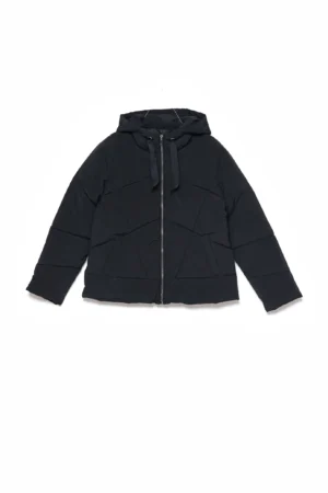 GIACCA corta con trapuntatura diagonale cappuccio regolabile con lacci e comode tasche