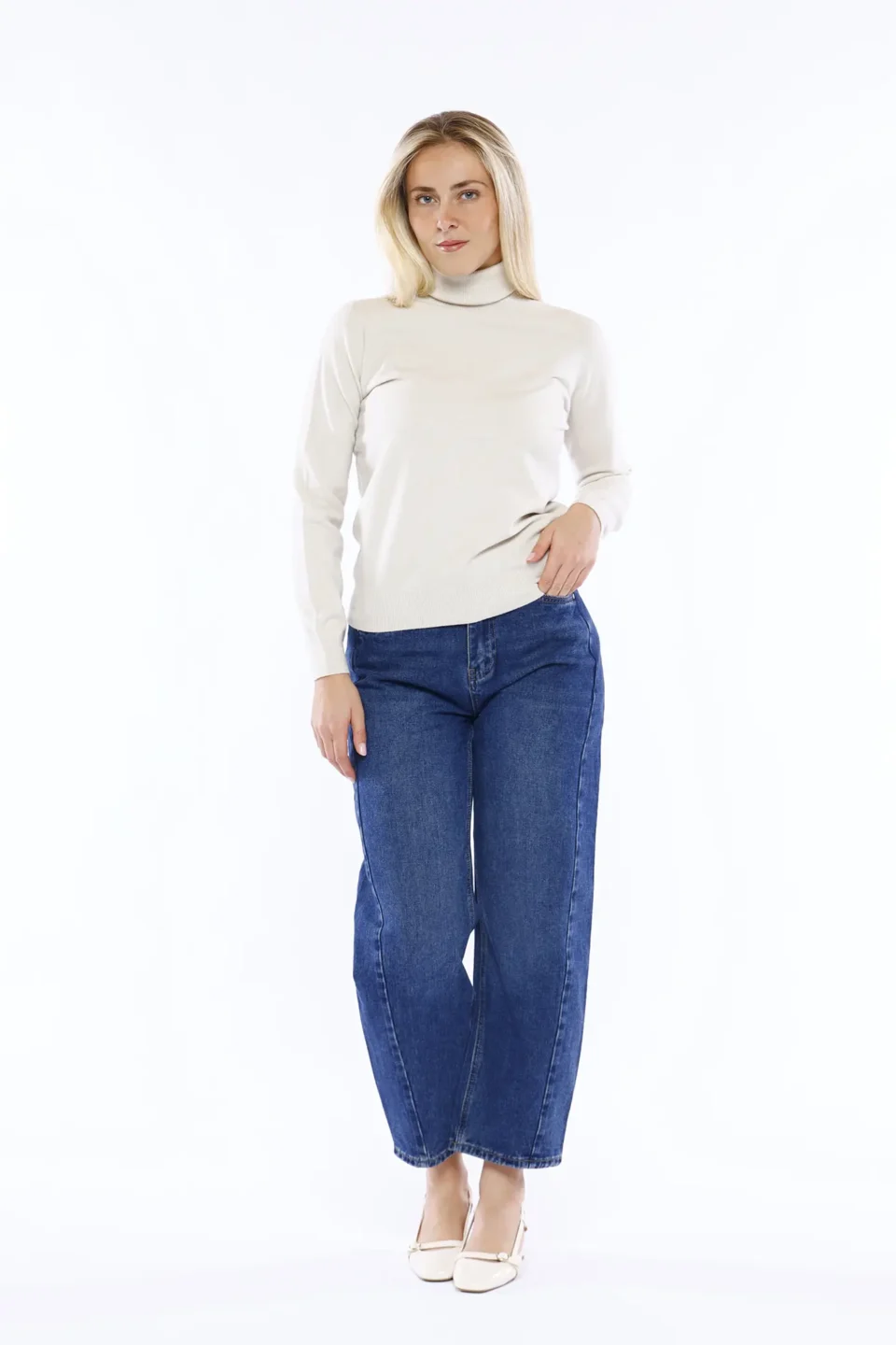 MAGLIA dolcevita casual con orli a costine
