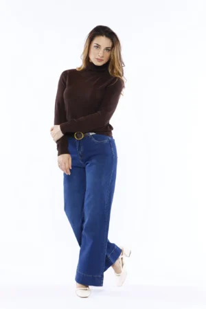 MAGLIA dolcevita casual con orli a costine