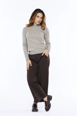MAGLIA lupetto casual con orli a costine