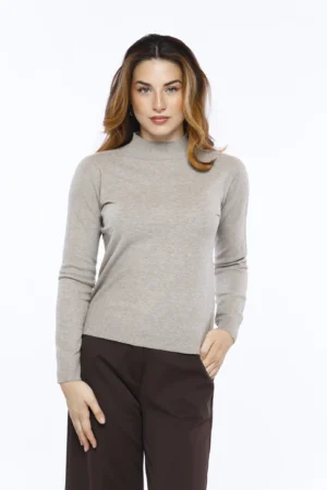 MAGLIA lupetto casual con orli a costine