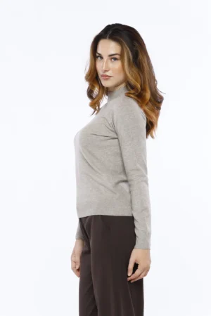 MAGLIA lupetto casual con orli a costine