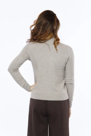 MAGLIA lupetto casual con orli a costine