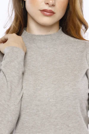 MAGLIA lupetto casual con orli a costine