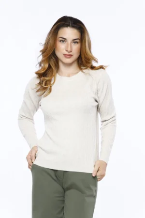 MAGLIA pullover con orli a costine e intrecci verticali
