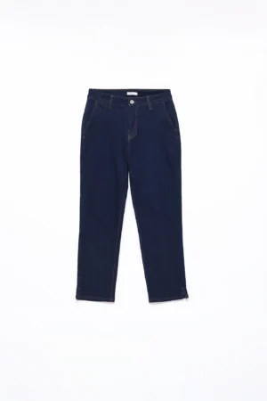 PANTALONE in denim classico con chiusura a bottone e tasche oblique