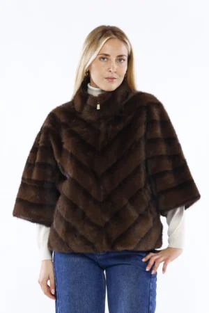 CAPPOTTO pelliccia a pelo corto con elegante manica a kimono e trapuntatura diagonale di tendenza