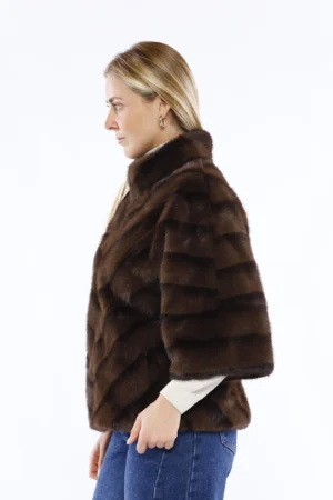 CAPPOTTO pelliccia a pelo corto con elegante manica a kimono e trapuntatura diagonale di tendenza