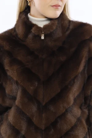 CAPPOTTO pelliccia a pelo corto con elegante manica a kimono e trapuntatura diagonale di tendenza