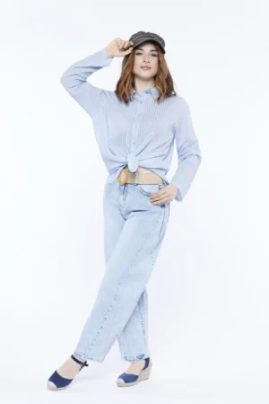 CAMICIA corta con fiocco e manica a tre quarti