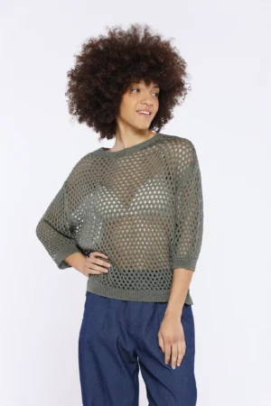 MAGLIA scollo a giro lavorata a tricot