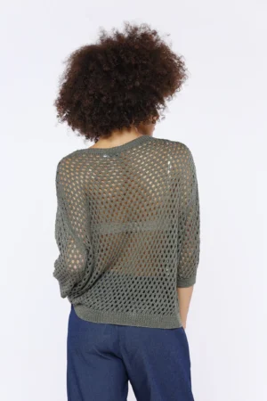 MAGLIA scollo a giro lavorata a tricot