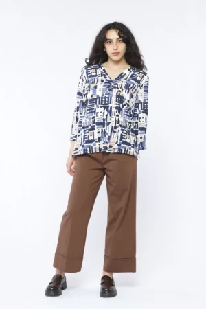 BLUSA Scollo a V  con stampa a fantasia