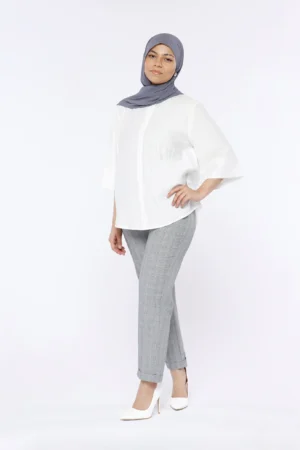 BLUSA Scollo a V  con finto cannoncino centrale