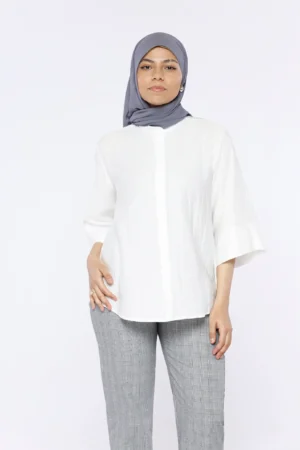 BLUSA Scollo a V  con finto cannoncino centrale