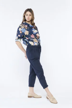 BLUSA Scolloa barca  con stampa floreale