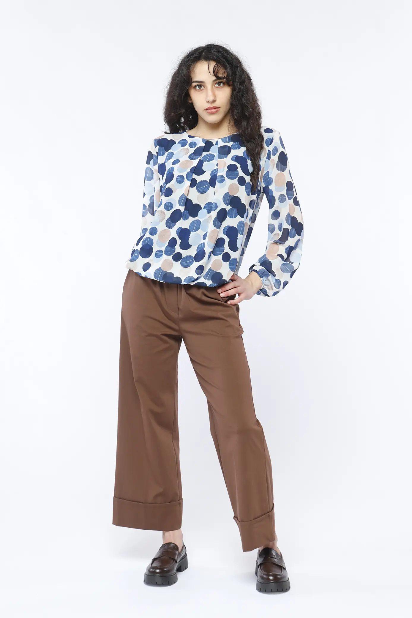 BLUSA scollo a giro a palloncino ONEWORLD HYBRID