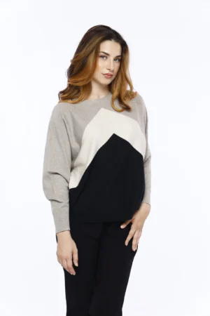 MAGLIA ampia a stampa geometrica con scollo a giro