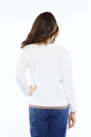 MAGLIA bicolore con orlo alto in vita e scollo a giro
