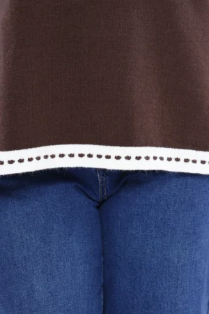 MAGLIA bicolore con orli ricamati a costine