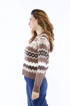 MAGLIA pullover a fantasie stratificate con orli a costine