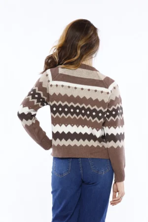 MAGLIA pullover a fantasie stratificate con orli a costine