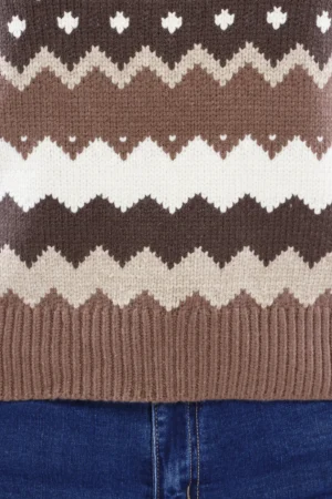 MAGLIA pullover a fantasie stratificate con orli a costine