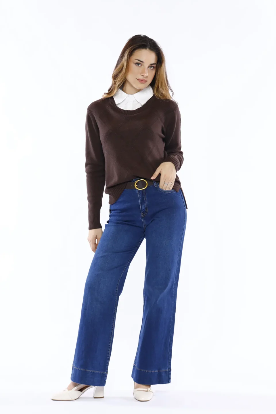 MAGLIA doppio strato con inserto di camicia al collo e orli a costine ONEWORLD HYBRID