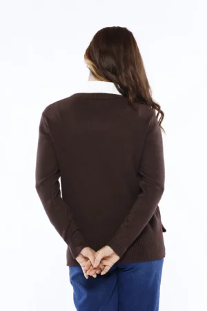 MAGLIA doppio strato con inserto di camicia al collo e orli a costine