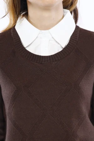 MAGLIA doppio strato con inserto di camicia al collo e orli a costine
