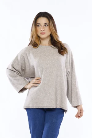 MAGLIA ampia con orli a costine e scollo a giro