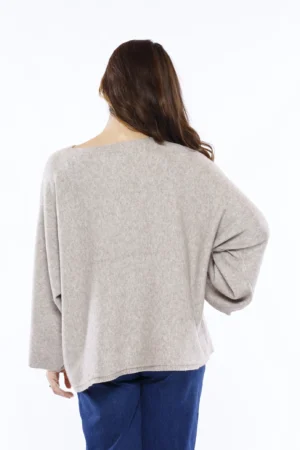 MAGLIA ampia con orli a costine e scollo a giro