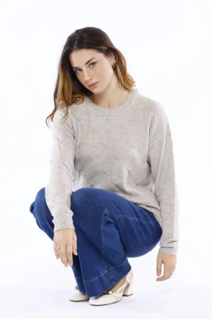 MAGLIA pullover con ricami in rilievo e strass
