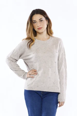 MAGLIA pullover con ricami in rilievo e strass