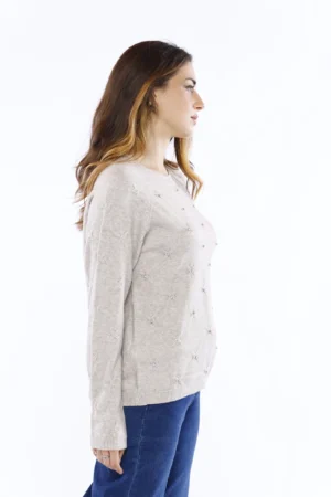 MAGLIA pullover con ricami in rilievo e strass