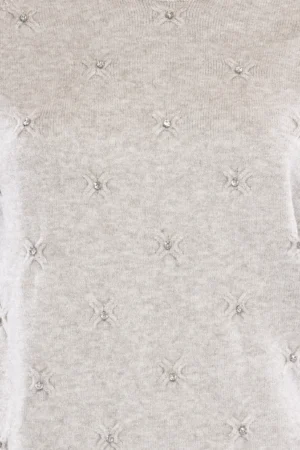 MAGLIA pullover con ricami in rilievo e strass
