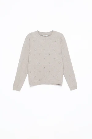 MAGLIA pullover con ricami in rilievo e strass