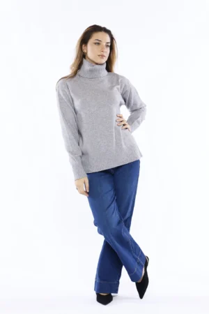 MAGLIA casual a collo alto con orli  a coste ONEWORLD HYBRID