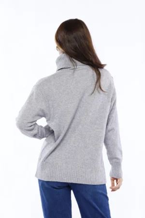 MAGLIA casual a collo alto con orli  a coste
