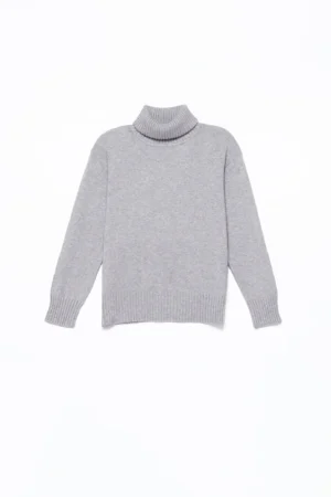 MAGLIA casual a collo alto con orli  a coste