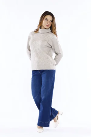 MAGLIA casual a collo alto e orli a costine con graziosi intrecci ricamati ONEWORLD HYBRID